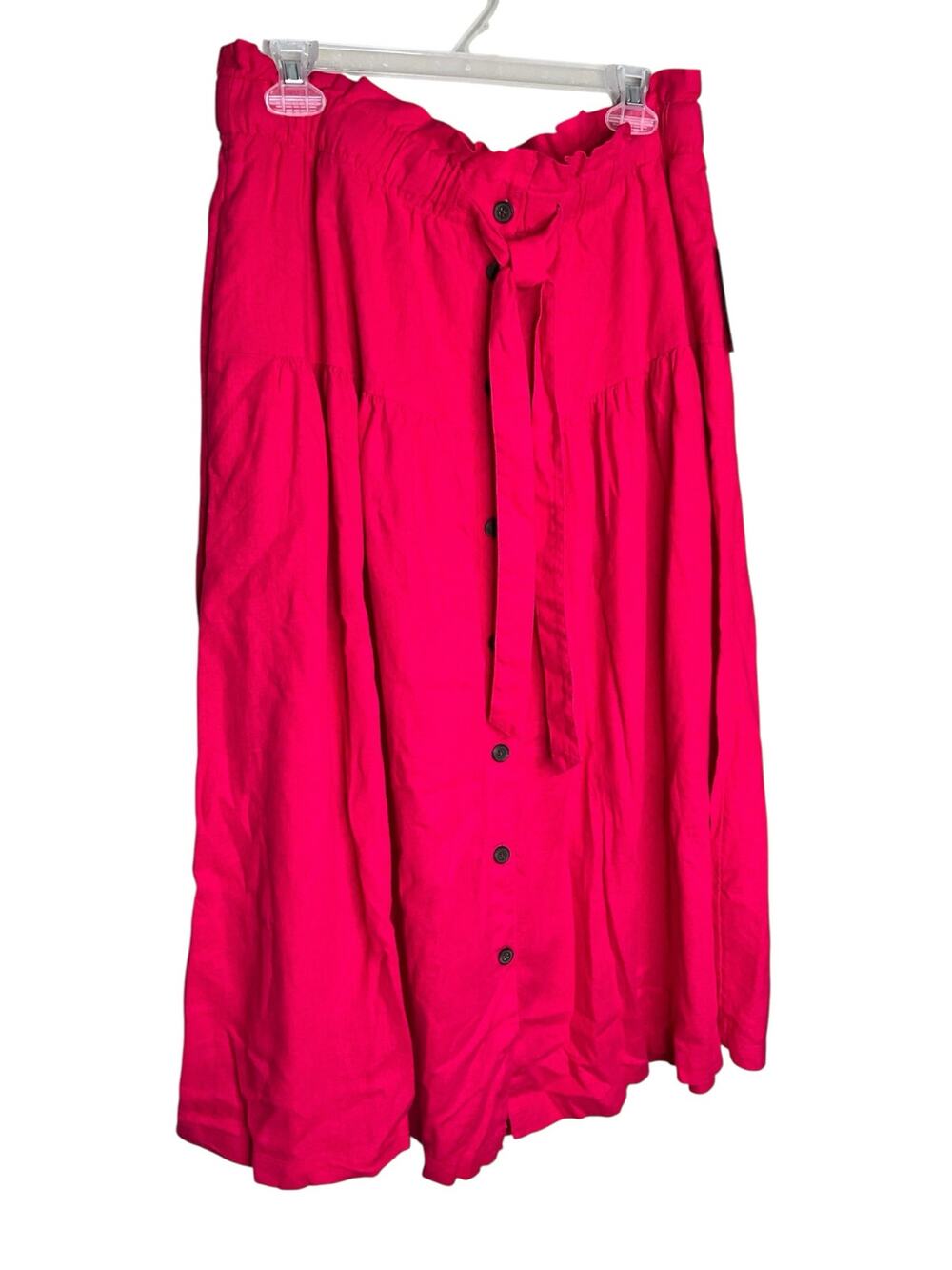 Universal Threads Maxi Skirt Women's Large Hot Pink Linen Blend Button Front